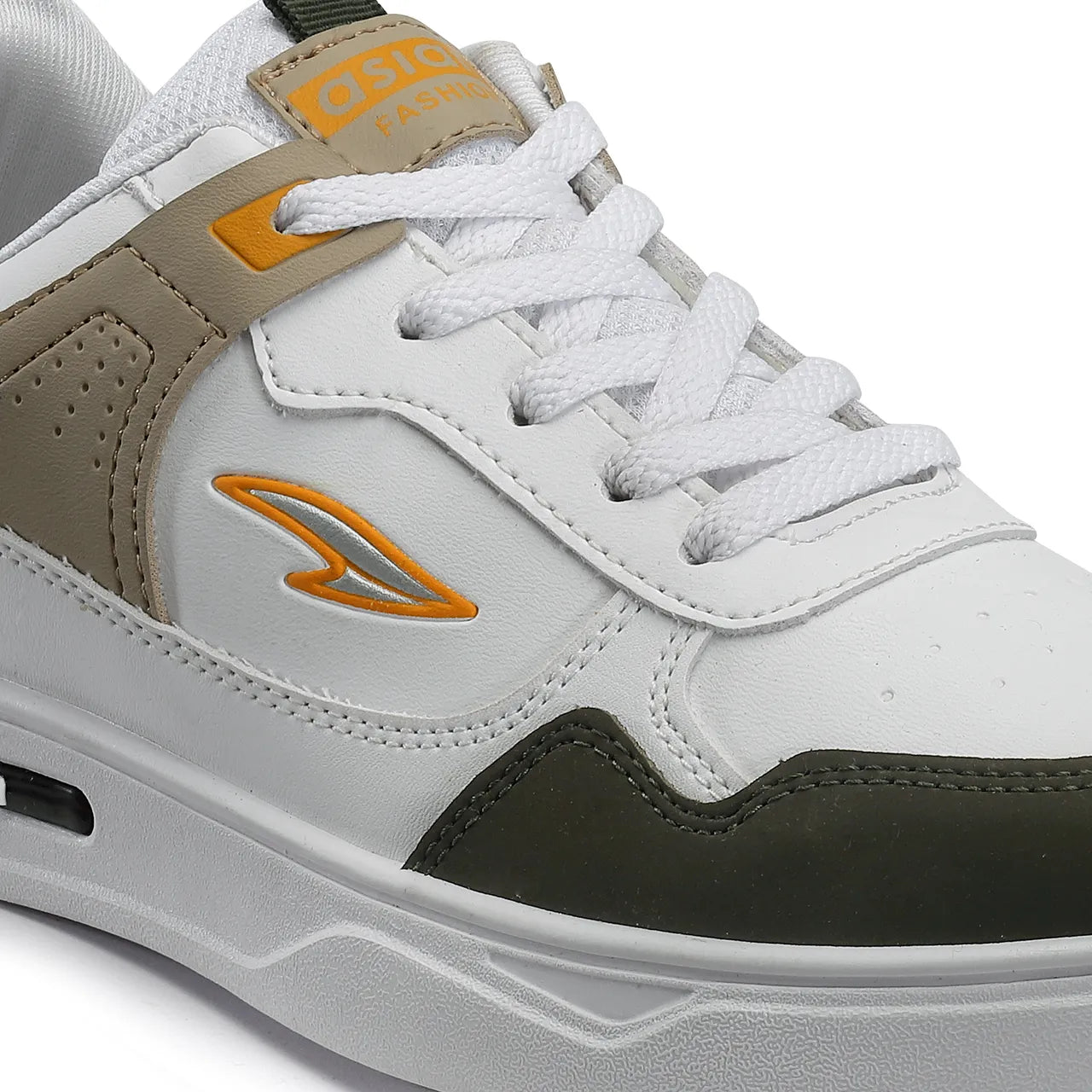 Asian Boston-01 Men Sneakers White-Mehandi-Beige