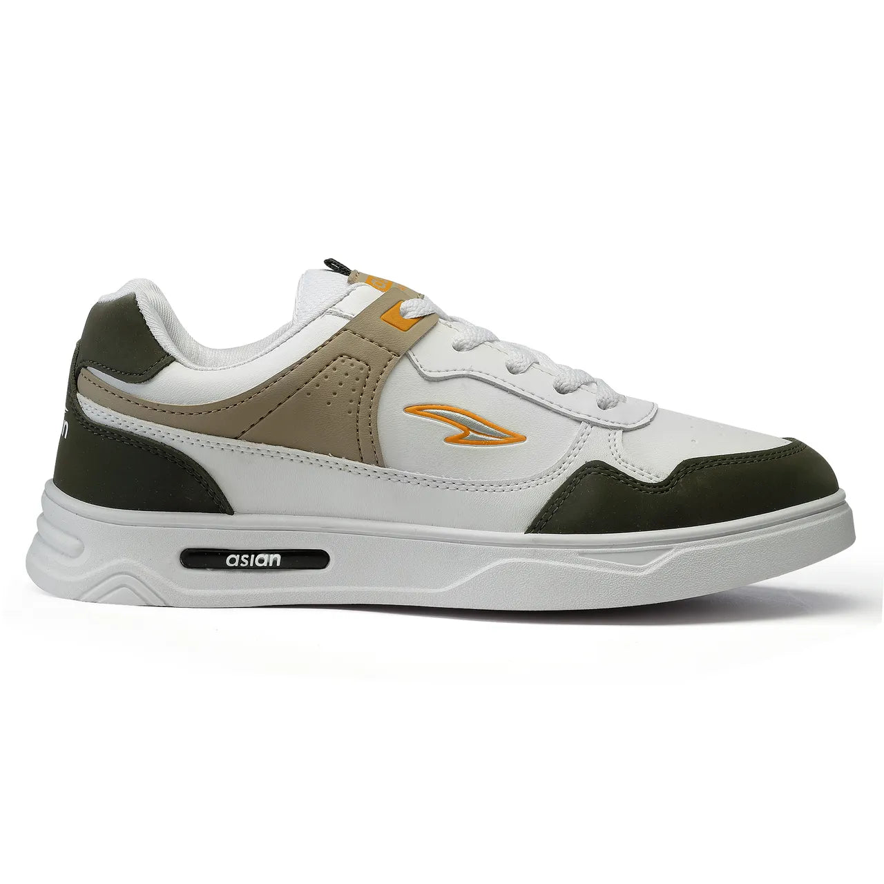 Asian Boston-01 Men Sneakers White-Mehandi-Beige