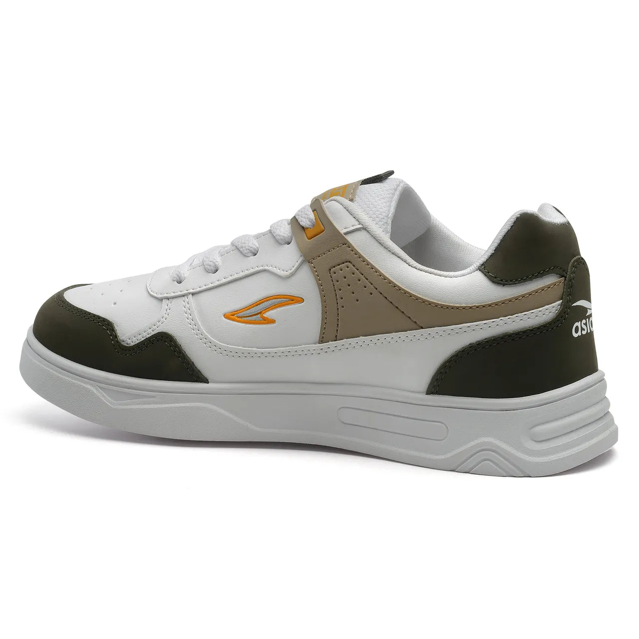 Asian Boston-01 Men Sneakers White-Mehandi-Beige