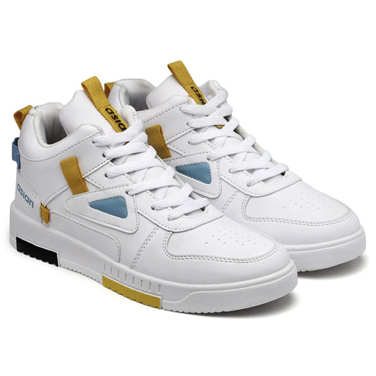 Asian Tarzan-11 Men High Top Sneakers White-Mustard